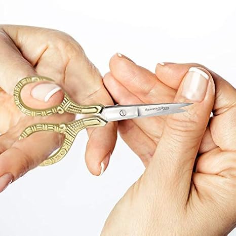 G4 Vision Cuticle Scissors Eye Brow Scissor Manicure Pedicure Grooming Nail Trimming Gold (3.5 inch)