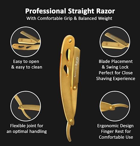 G4 Professional Straight Edge Razor for Men with 100-Pack Replaceable Derby Blades Barber Single Blade Shaving Razor -navajas para barbero