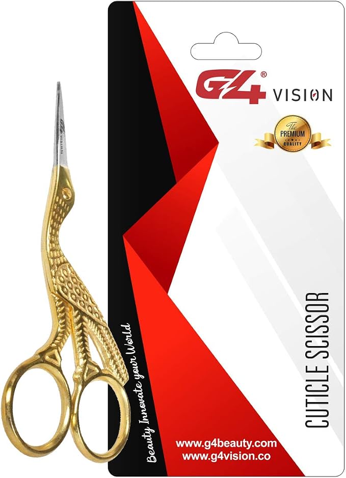 G4 Vision Eye Brow Scissor Cuticle Scissors Manicure Pedicure Grooming Nail Trimming Gold