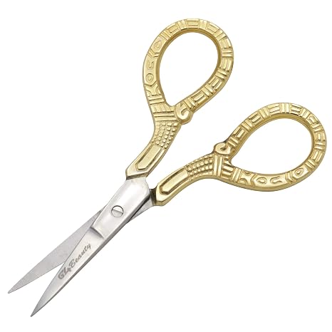 G4 Vision Cuticle Scissors Eye Brow Scissor Manicure Pedicure Grooming Nail Trimming Gold (3.5 inch)